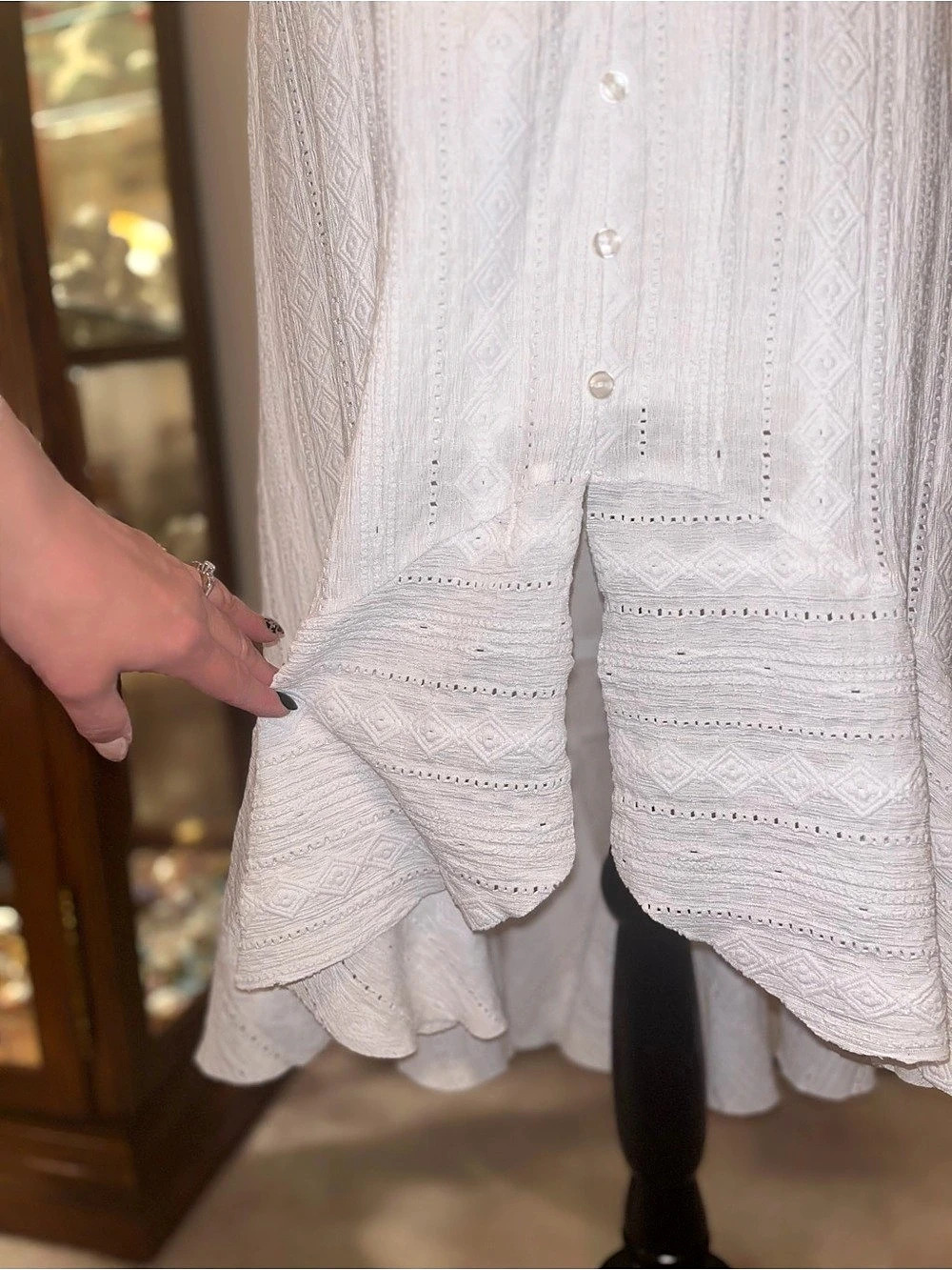 White Button-Front High-Low Skirt - Picture 4 of 6